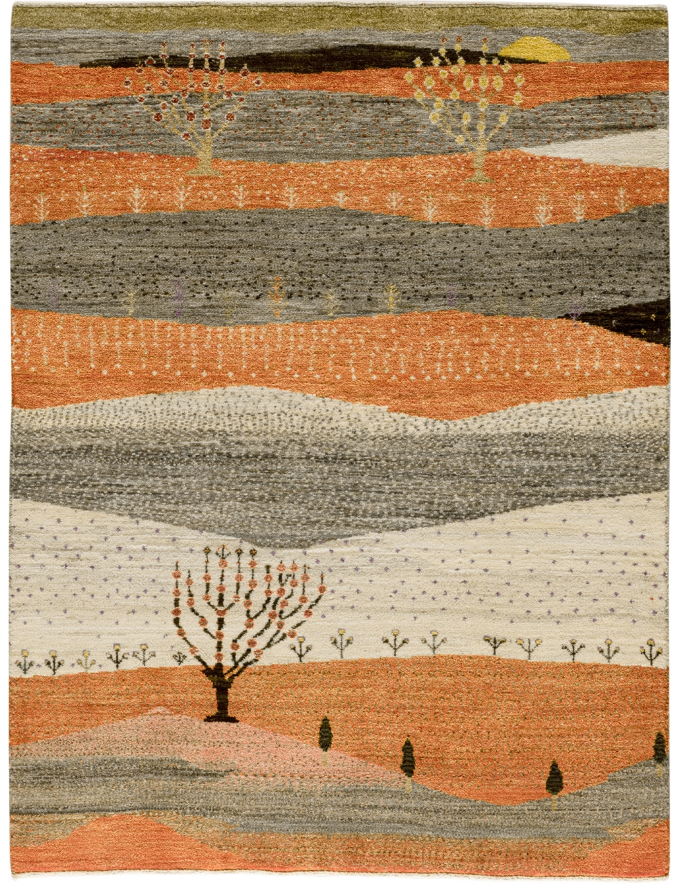 Iran Gabbeh Teppich-Unikat Orange Landschaft