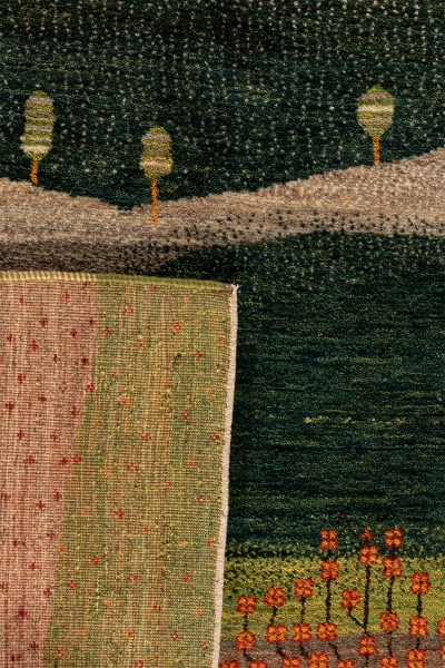 Iran Gabbeh Teppich-Unikat grüne Dünen