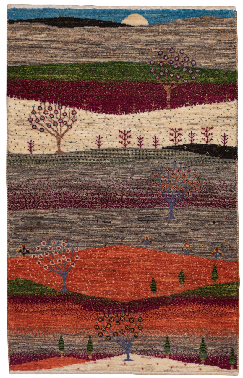 Iran Gabbeh Teppich-Unikat Landschaftsbild