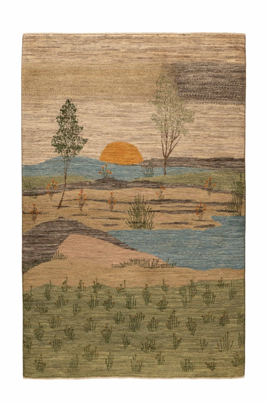 Iran Gabbeh Rug Unique Yellow Willow