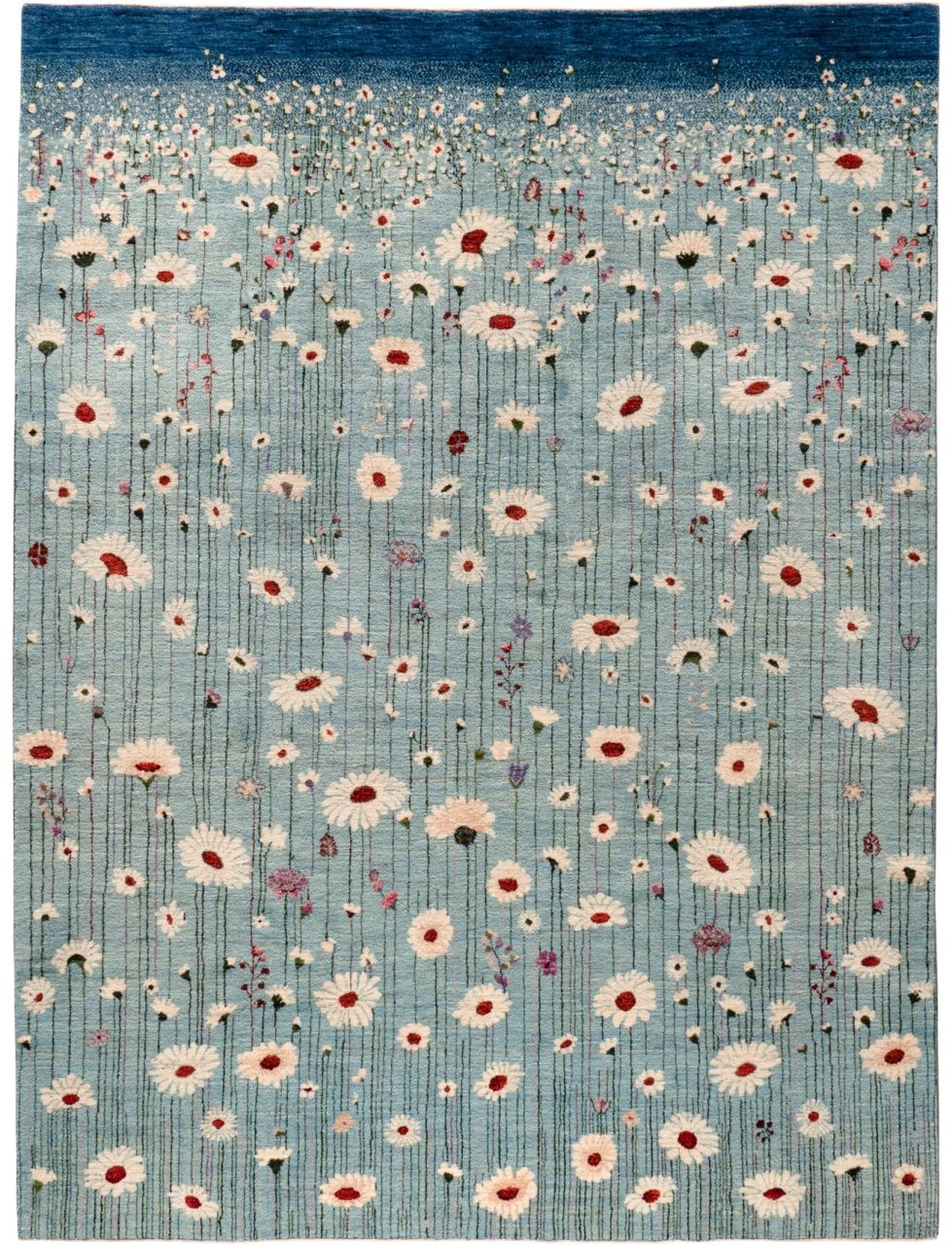 Iran Gabbeh Teppich-Unikat blauer Blütentraum